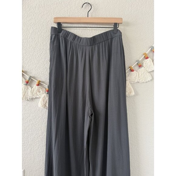 Eileen Fisher Silk Georgette Pull On Wide Leg Crop Pant Flowy Minimalist Coastal - Picture 4 of 9